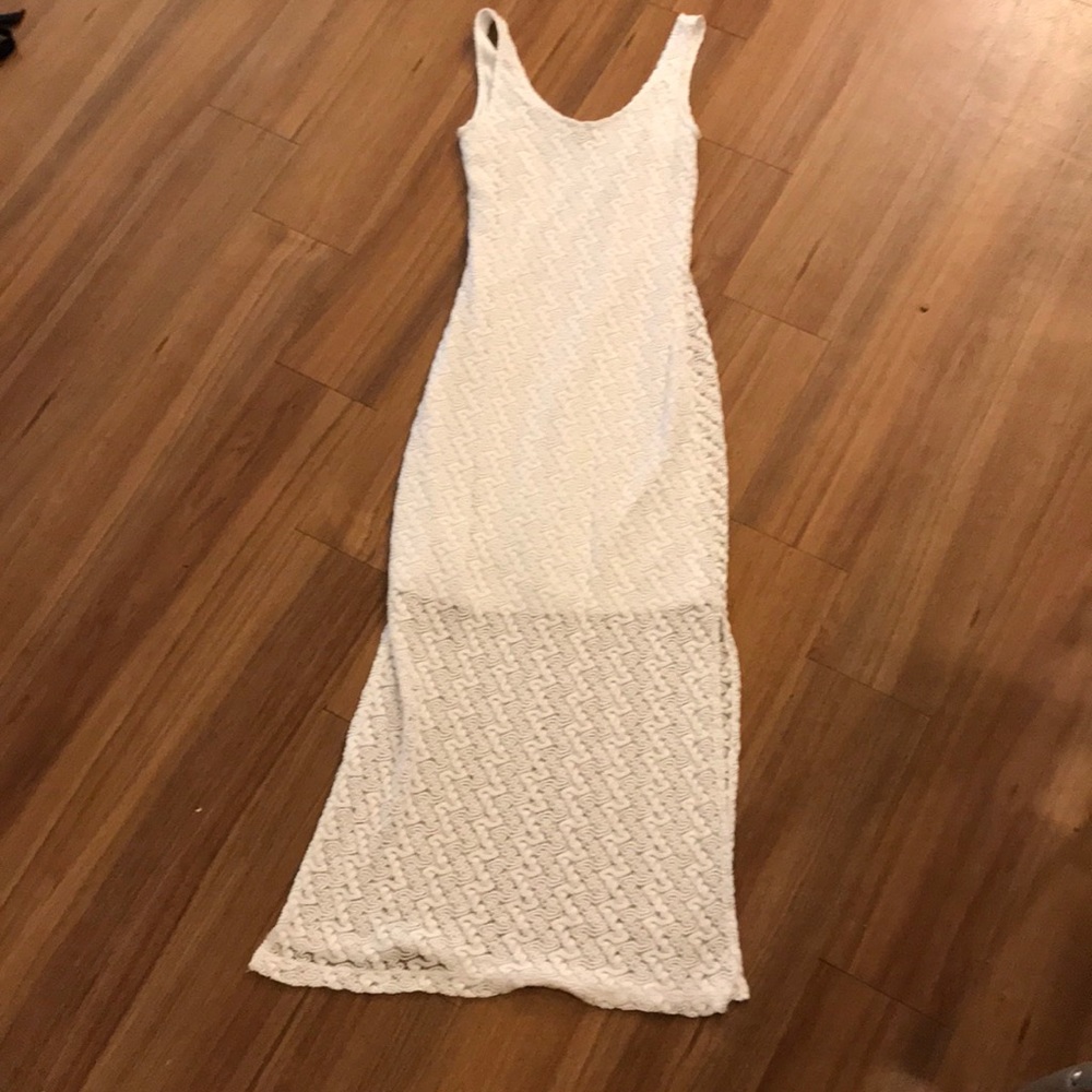 Long white patterned maxi dress
